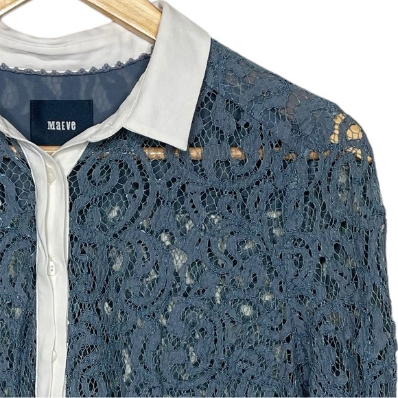 Anthropologie Maeve Lace Embroidered Semi-Sheer Top  4P - Picture 3 of 10